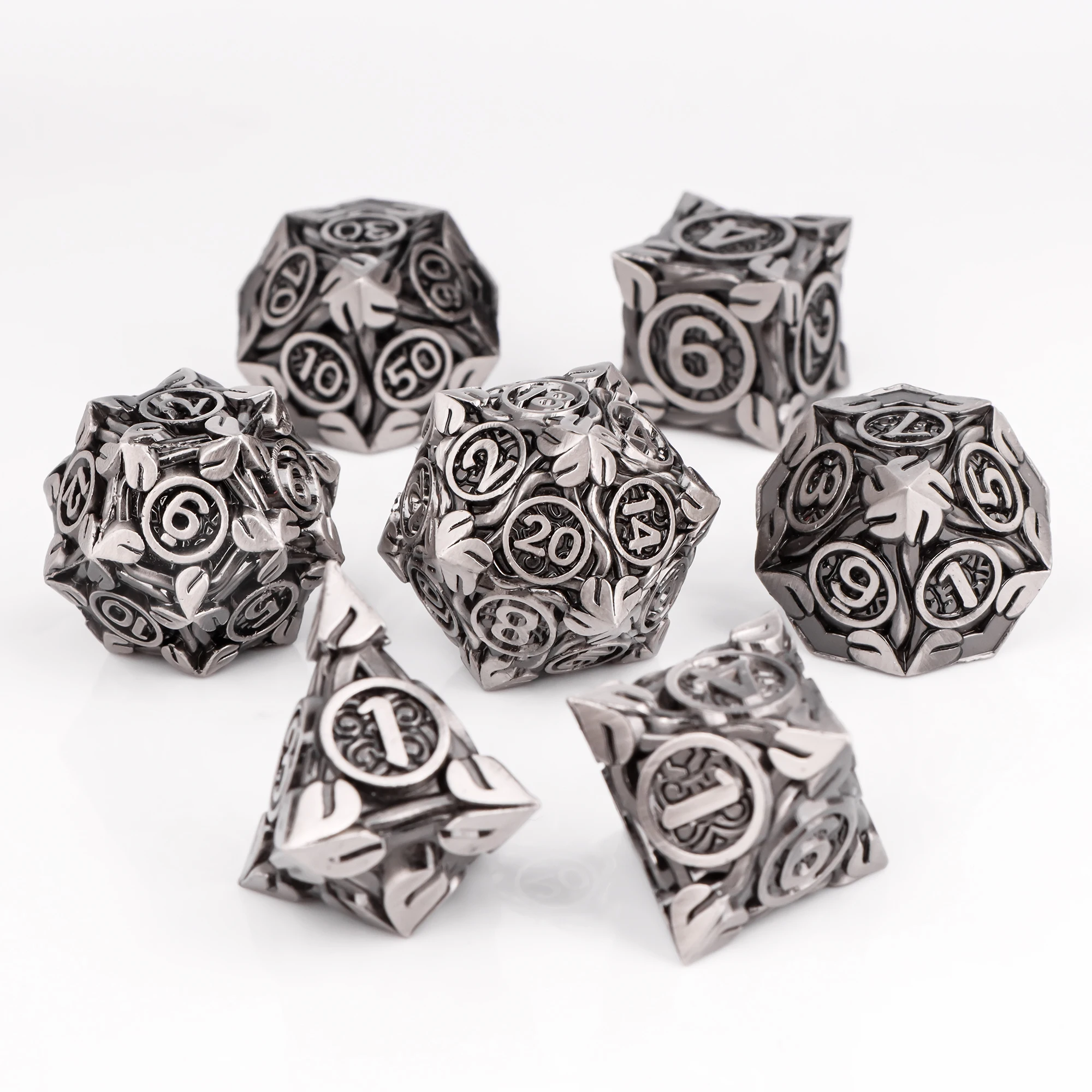 DND Metallwürfel 7-teiliges MTR Würfelset DnD Polyedrische Würfel für Dungeons and Dragons Rollenspiele D&D Würfel Geschenke Grüne Würfel – Detail 8
