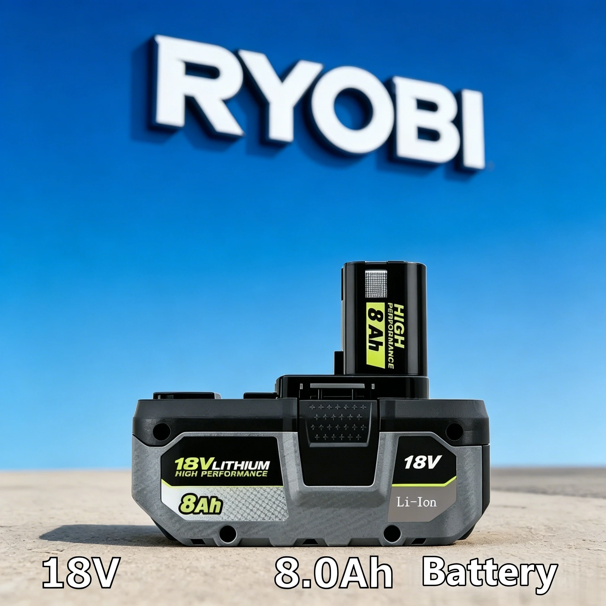 New for RYOBI P108 18V 8.0Ah Battery Replacement For Series, Works with P203 P204 P210 RB18L50 RB18L20 Lithium-ion High Capacity