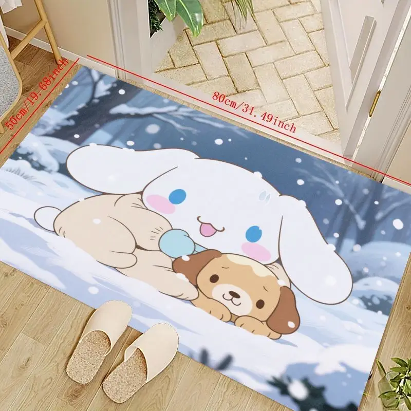 

1PC Sanrio Cinnamoroll & Friends Winter Snow Scene Floor Mat, Kawaii Anime Cartoon Character Decorative 50x80cm/19.6x31.5inch No