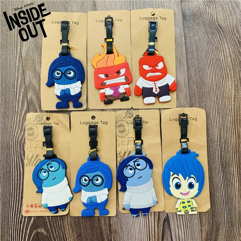 

Disney Inside Out 2 Luggage Tag Boarding Pass Kawaii Anime Figures Fear Anger Disgust Sadness Child Baggage Identification Tags