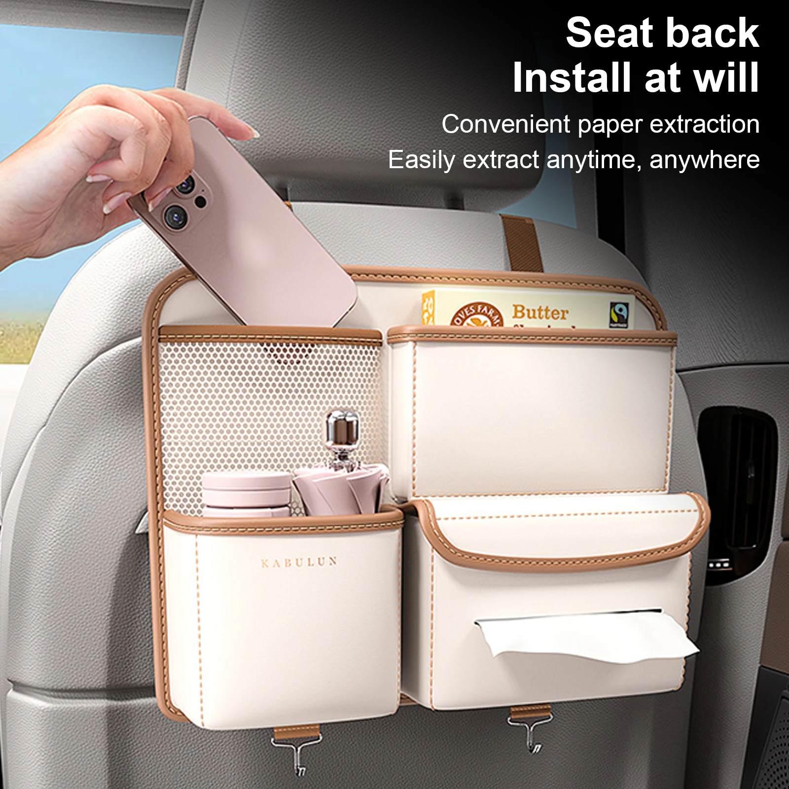 Car Seat Back Storage Bag Hanging Bag Multi-function Storage Box Car Seat Back Storage Bag Interior Decoration Auto  Accessoires
