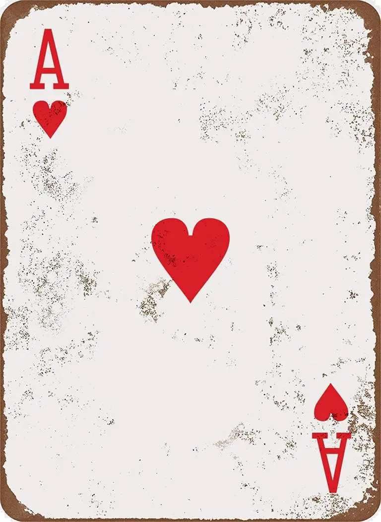 Eveokoki Metal Sign es - Ace of Hearts Retro Poker Man Cave Vintage Look Tin Wall Decoration Bar Cafe Home Decor Plaque-alu
