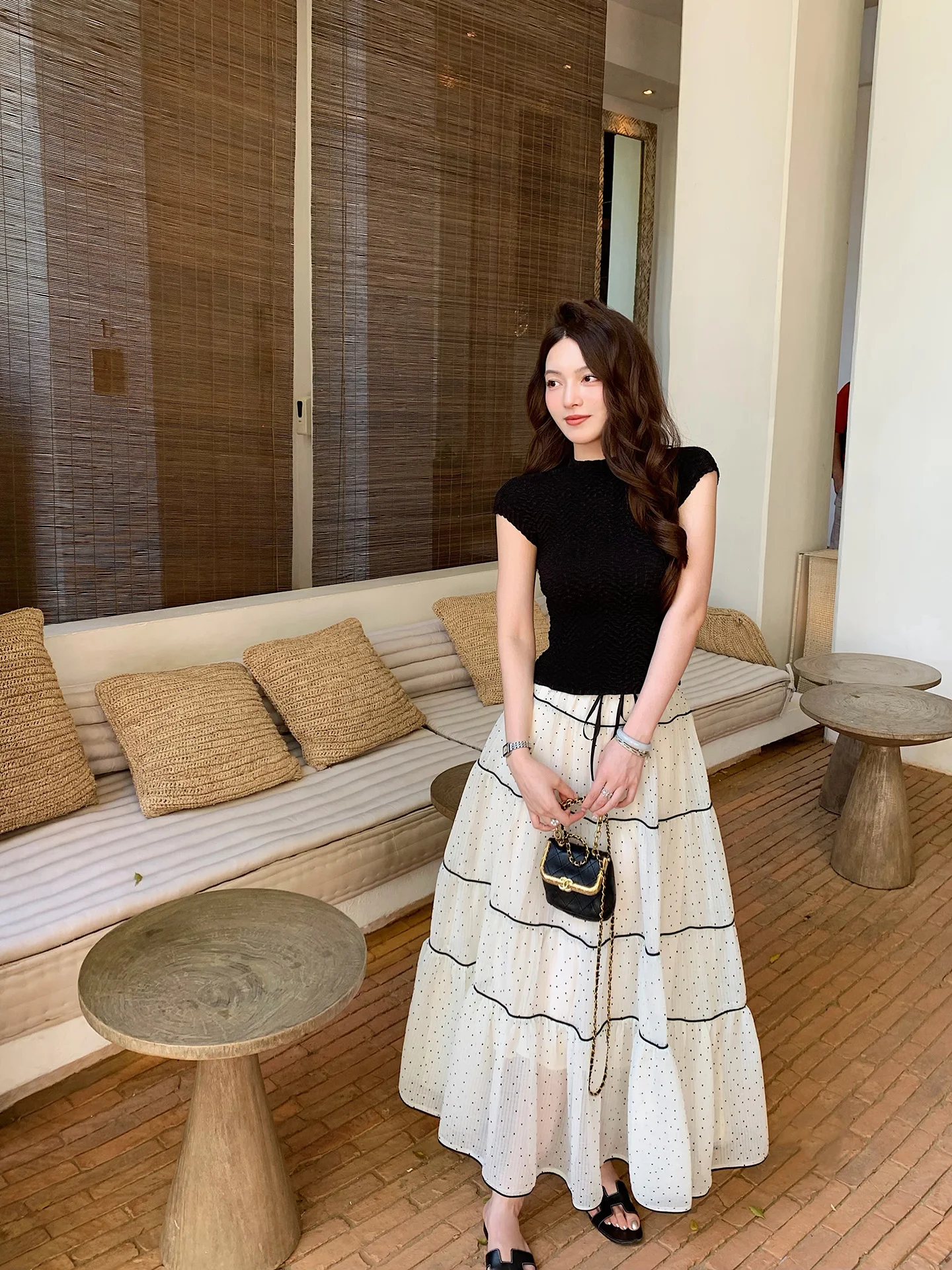 

Юбка OnlyNee Spring Romantic Lace Half Skirt женская, с завышенной талией, А-силуэт, с узлом, летняя, 2026, динамичная, универсальная, плиссированная