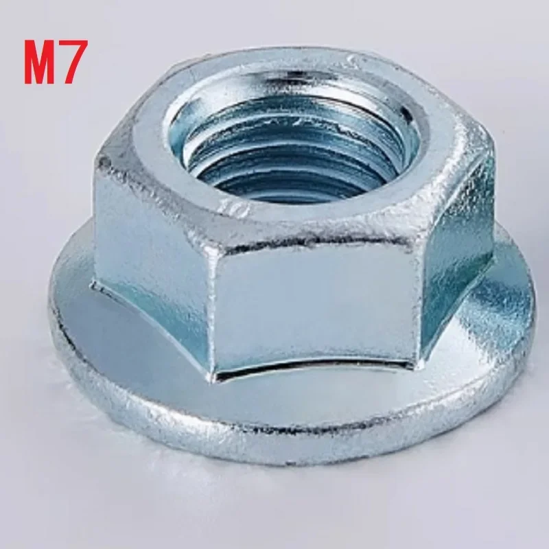M7 Pitch 1.0 มม. น็อตหน้าแปลนหกเหลี่ยมชุบสังกะสี