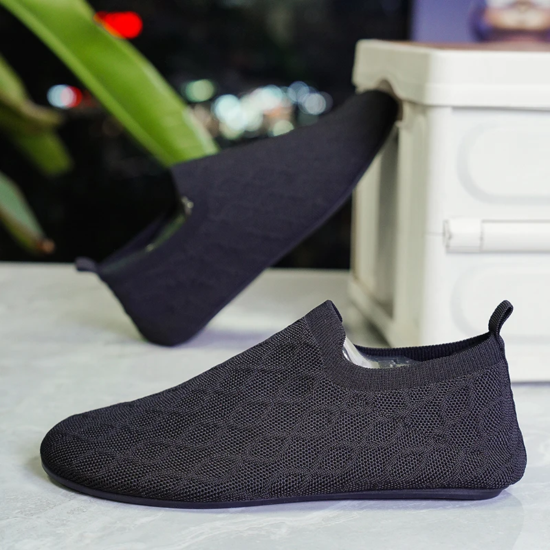 YRZL رجل المتسكعون الصيف تنفس شبكة الانزلاق على أحذية الرجال خفيفة الوزن أحذية مشي غير رسمية المضادة للانزلاق أحذية مكتب مريحة #4