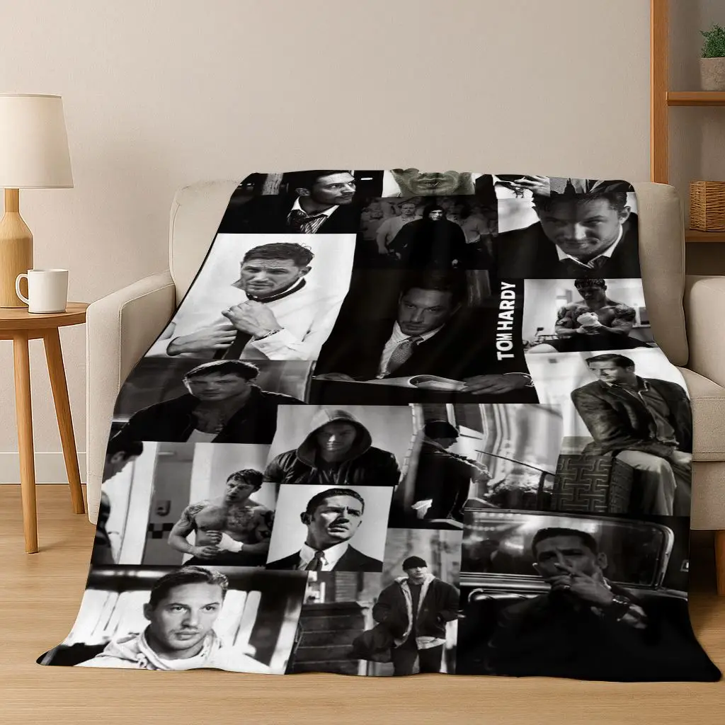 3D Tom Hardy Art Actor Star Flannel Blanket,Cozy Soft Throw Blanket for Home Bedroom Bed Sofa Picnic Office Cover Kids Gift