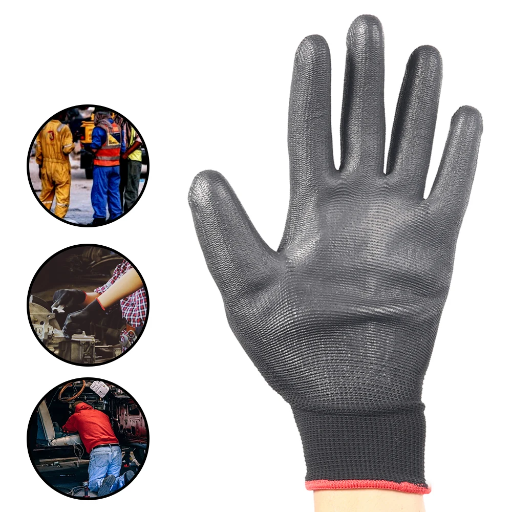 12 Pair Black /Grey/ Horticulture Gloves Safety Work Gloves Repair Gloves Palm Coated Gloves Carpenter Repairman Supplies