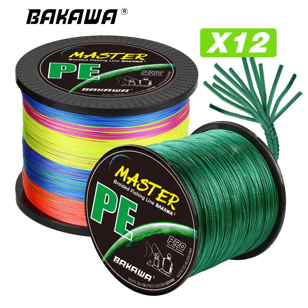 

BAKAWA New 12 Strands Fishing Line 300M 100M 500M 1000M PE Weave Cord Multifilament Saltwater Sea Carp Fishing Accessories