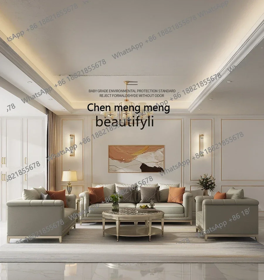 z183 American Fifth Avenue sofa solid wood luxury Italian sofa villa home designer leather sofa