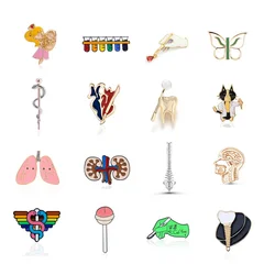 Medical Enamel Pin Brooch Medicine Orthopedics Dental Stethoscope Nurse Doctor Lapel Lanyard Bag Badge Jewelry Accessories
