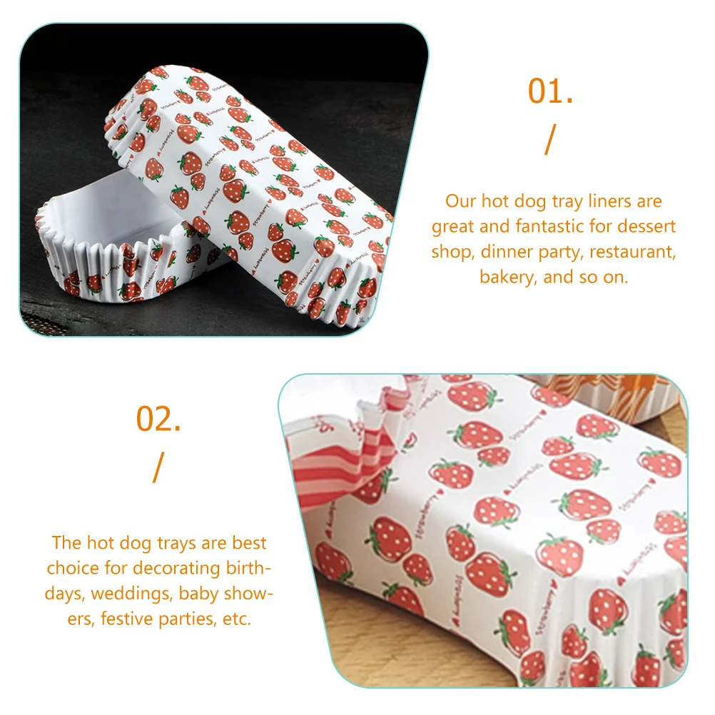 

100pcs Shaped Paper Tray Hot Dog Trays Disposable Baking Food Safe Sanitary Hot Dog Trays Disposable High Temperature Plates
