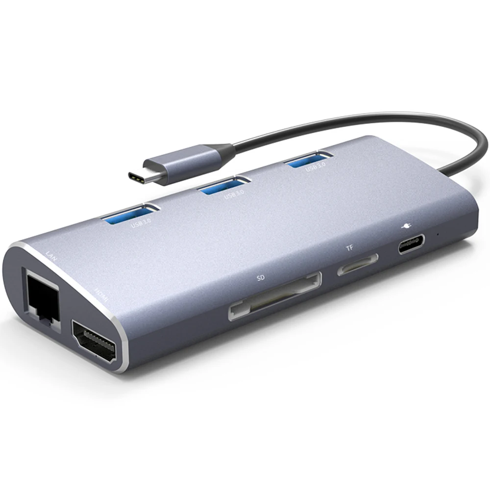 USB C Hub Adapter  8 in 1  Multi Port Docking Station for iPad Apple Phone Win