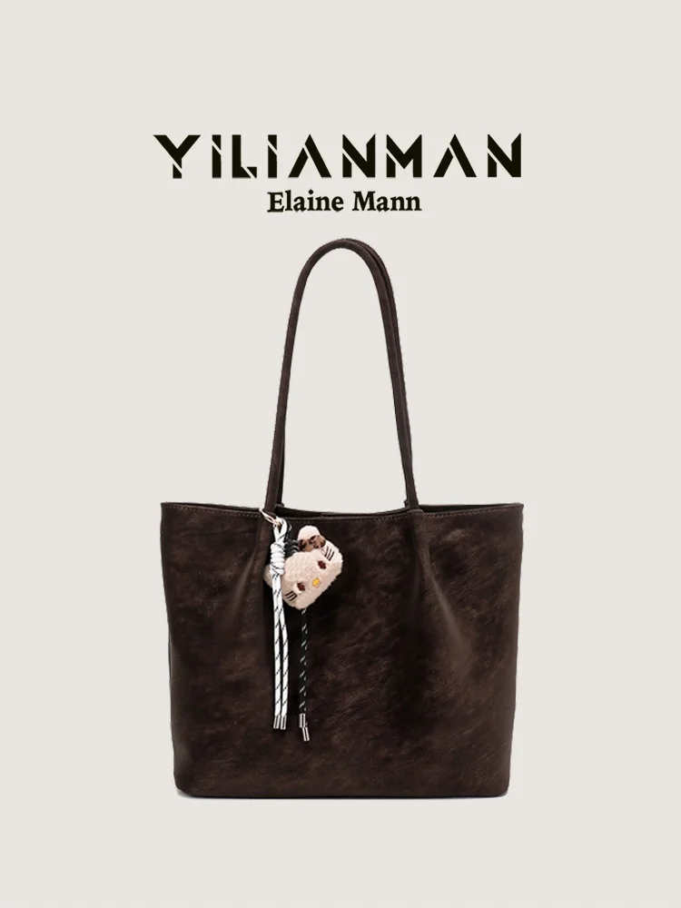 Elegant Versatile Large Capacity Women's Tote Bag Commuter Shoulder Handbag Magnetic Buckle Closure Soft Leather by Ilaman