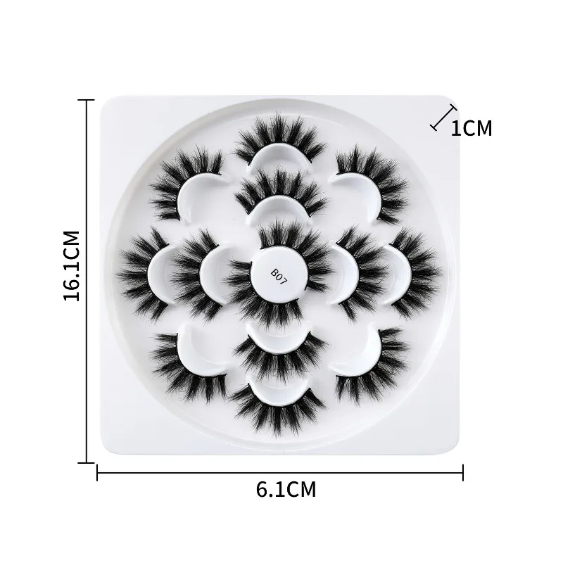 7Pairs False Eyelashes Voluminous Crisscross Fluffy Style Natural Dramatic Full Strip Lashes Cruelty-Free Easy Apply Makeup Tool