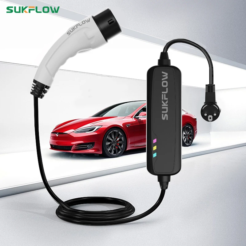 Sukflow Type 2 16A 3.5KW Standard European Plug Electric Vehicle Portable Charger for Home Electric Vehicle Charging