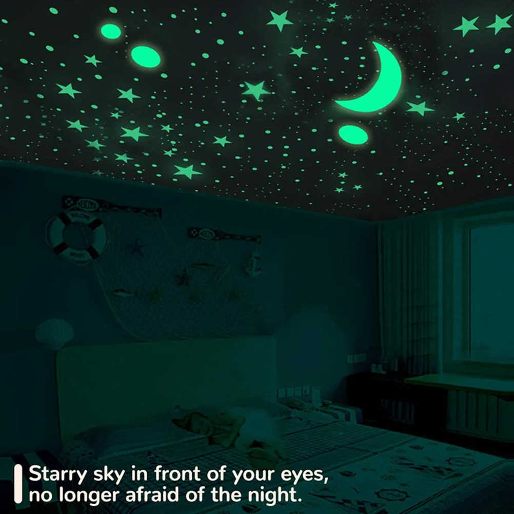 

1Set Luminous Moon Star Wall Decal Kids Room Ceiling Glow Dark Stickers Self Adhesive Children's Wall Decoration