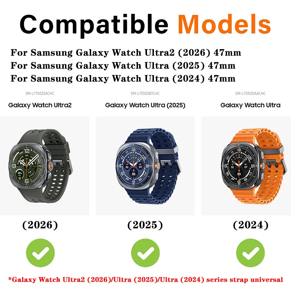 Sports Strap for Samsung Galaxy Watch Ultra 2 2026 47mm Silicone Band Bracelet Watchband for Galaxy Watch 7 Ultra 47mm Wristband