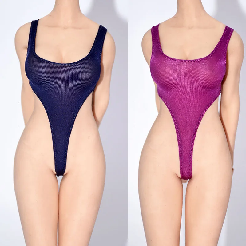 1/6 feminino soldado sexy biquíni manga longa rendas até apertado uma peça de cintura alta maiô bodycon para 12 polegadas figura ação corpo