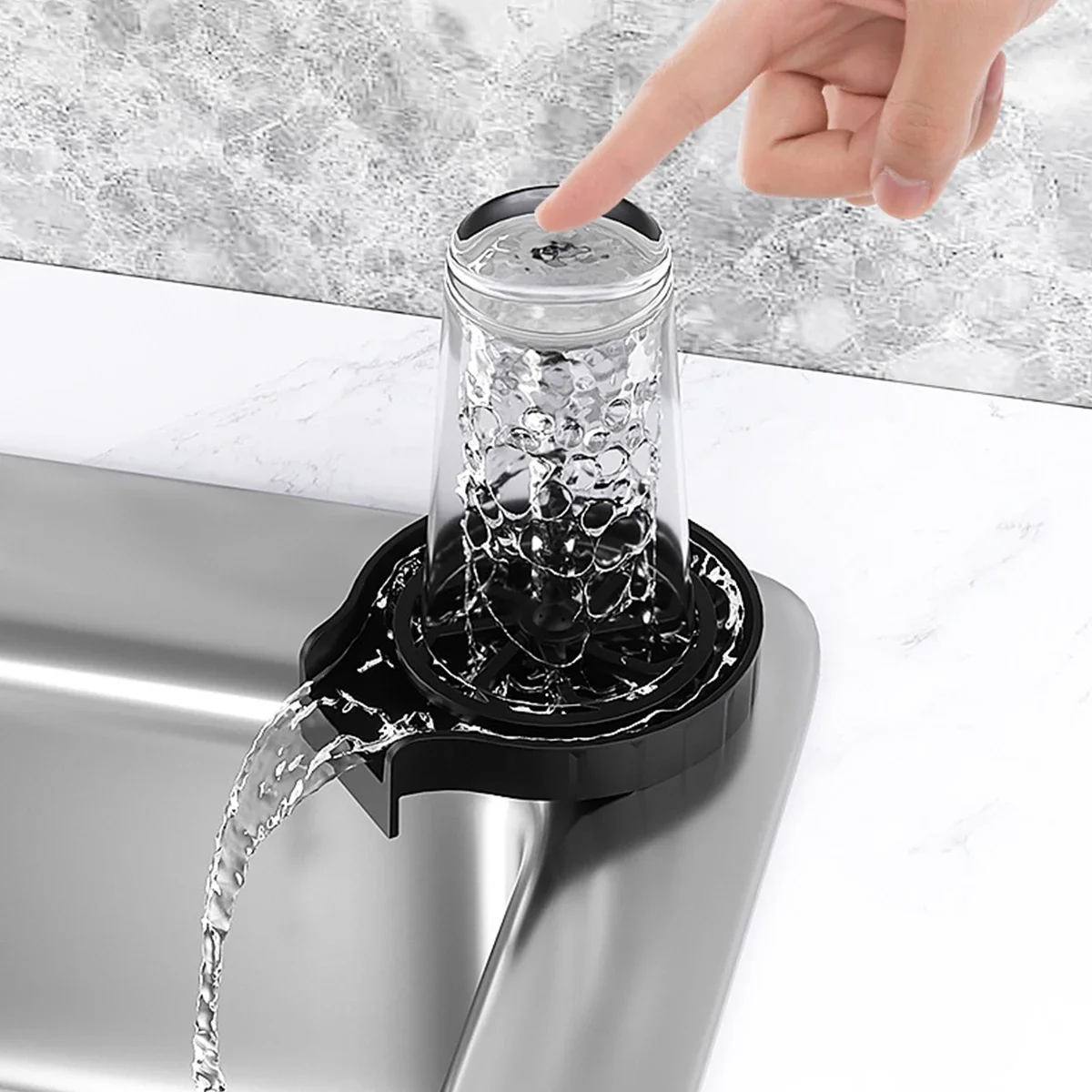 Automatic Glass Rinser Cup Cleaner Cup Washer Multi-Angle Spray Hole Coffee Cup Washing Tools Kitchen Sink Pitcher Washer