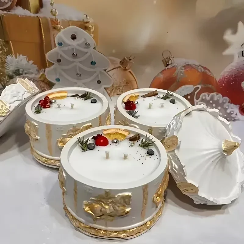 2026 Latest Model Creative Concrete Plaster Mold - 2pc/set Merry-Go-Round Storage Box Silicone Molds - Rotating Carousel Pattern