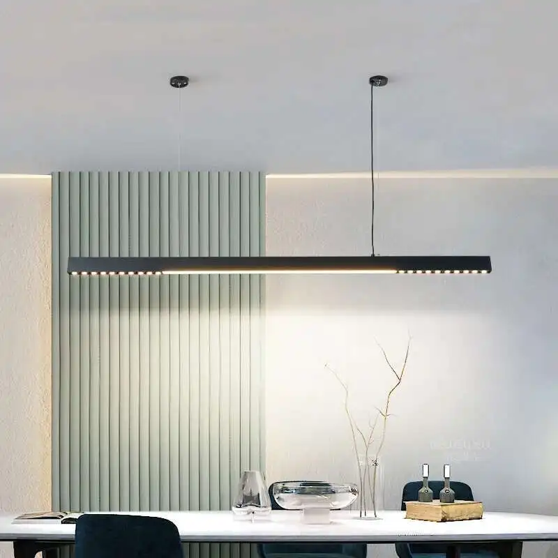 Nordic Led Pendant Light Modern Minimalist One-word Long Strip Restaurant Bar Office Chandelier Home Indoor Decor Lighting Lamps