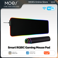MOES Tuya WiFi Smart LED Mouse Pad RGBIC 16 Million Color Light DIY Atmosphere Desk Carpet Waterproof Mat For Gaming PC Computer