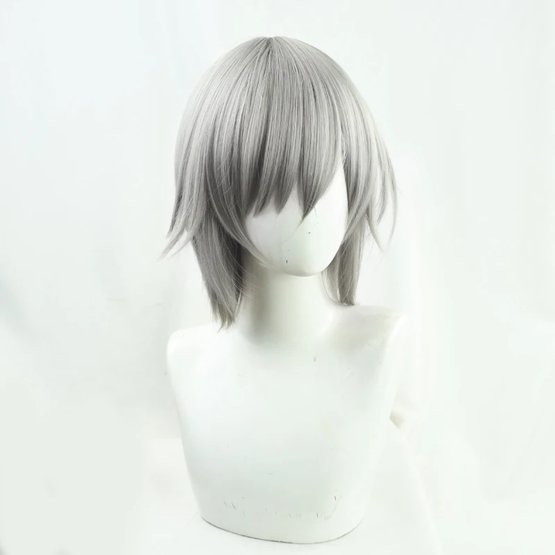 Projeto sekai palco colorido! Hinomori shiho peruca cosplay curto cinza resistente ao calor do cabelo sintético leo/necessidade meninas halloween papel