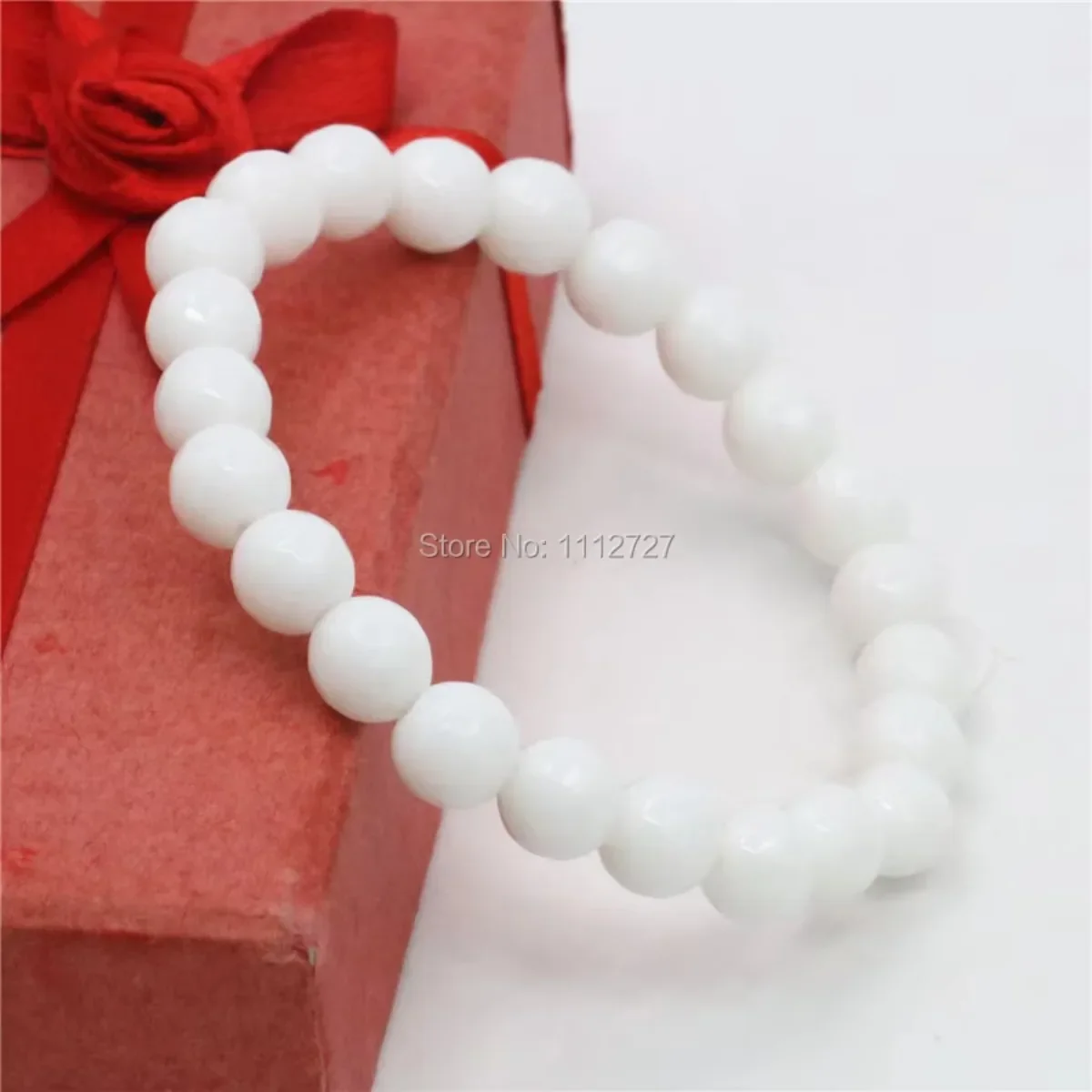 Accessory 8mm Natural White Jade Stone Beads Bracelet Women Girls Christmas Gifts Fashion Jewelry Making Semi Finished Stone