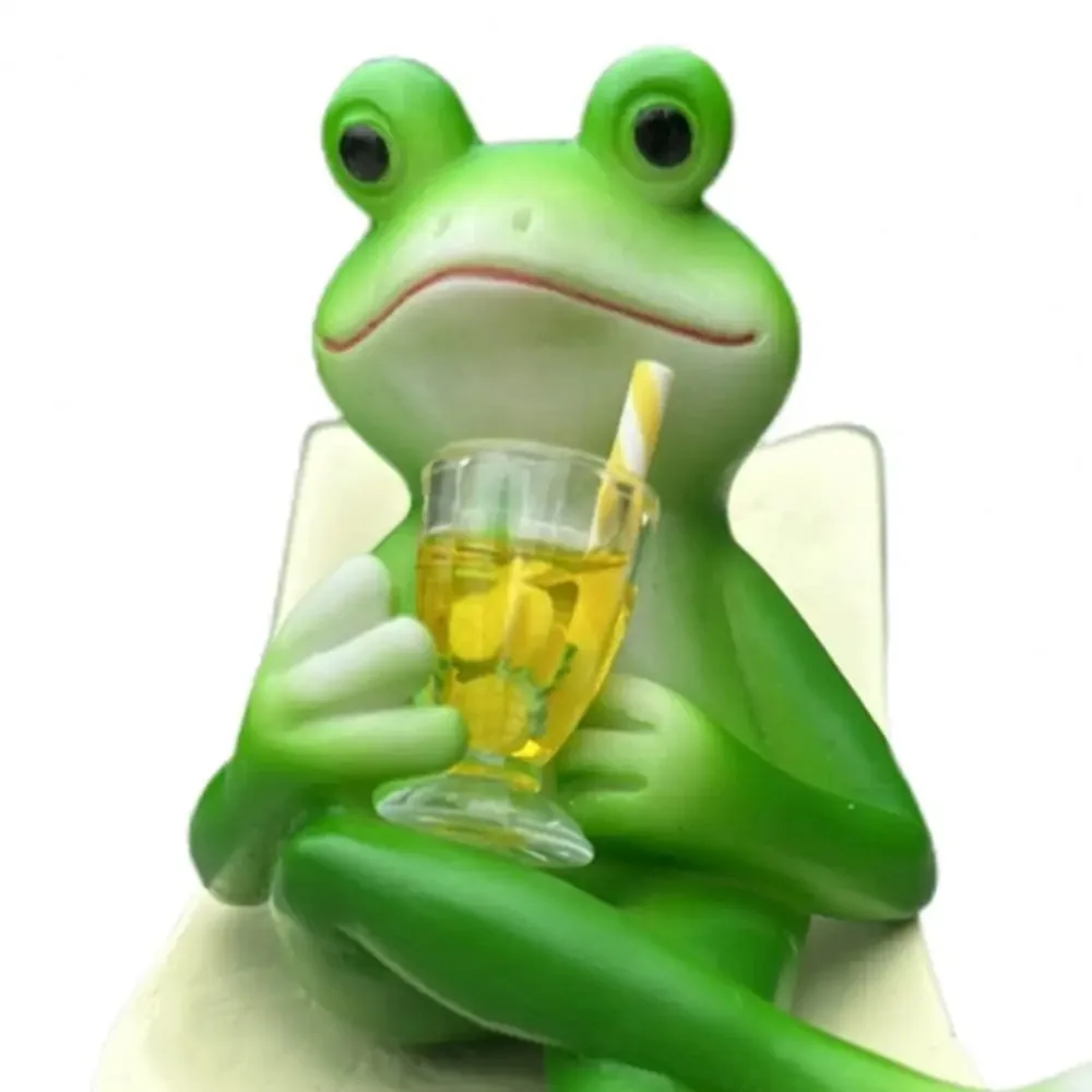 Durable Cute Frog Sit Chair Sculpture Resin Handmade Rocking Chair Frog Statue Decorative Frog Desktop Figurine Gift Giving