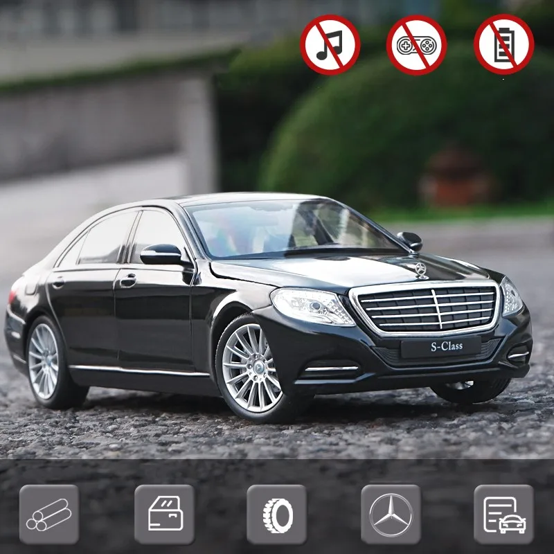 1:24 Benzs S-Class S500 Alloy Car Model Diecast Metal Vehicles Car Model High Simulation Collection Childrens Toy Gift Ornaments