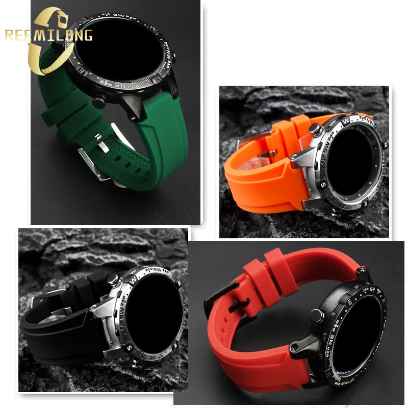 Ремешок силиконовый для часов, резиновый мужской браслет для часов Timex Adventure дыхательный IQ T2N720 T2N721, 24 х16 мм, с выпуклым соединением, черный синий зеленый оранжевый