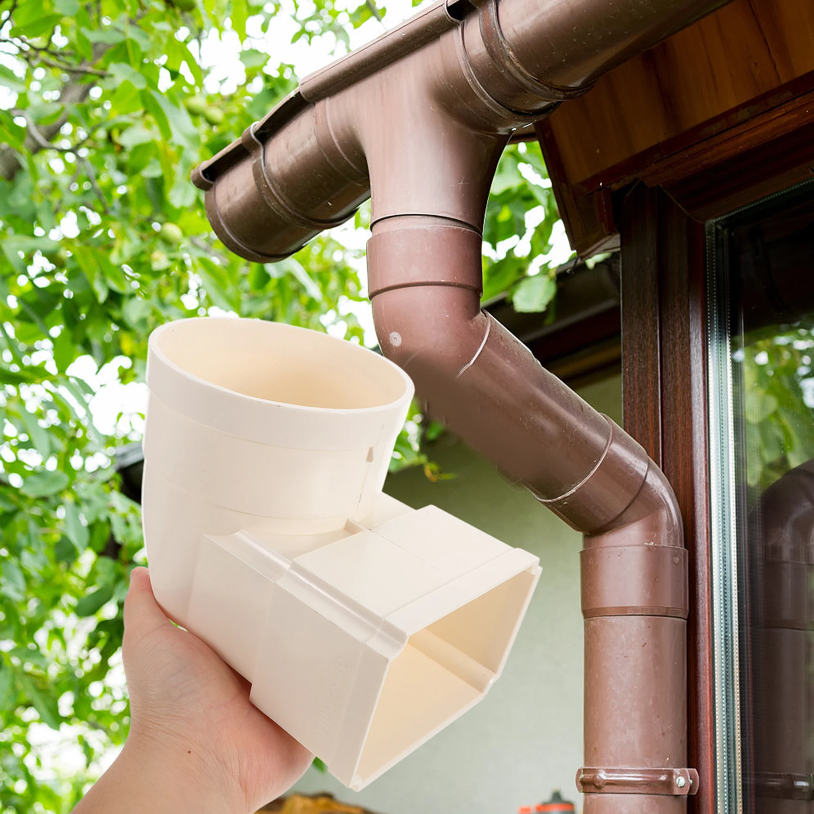 مربع مزراب المطر ماسورة التصريف PVC الكوع موصل حل الصرف متعدد الأغراض للمنزل الخارجي نظام تجميع مياه الأمطار #5