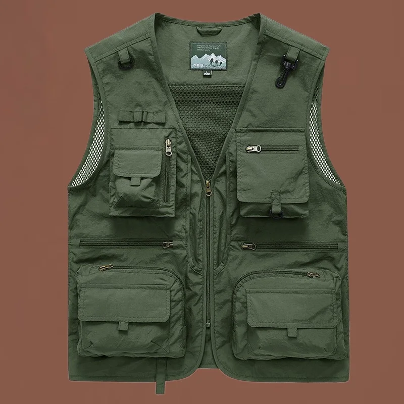 Summer Unloading New Men US Tactical Hiking Fishing Vest Photographer Waistcoat Mesh Cargo Sleeveless Jacket Vest