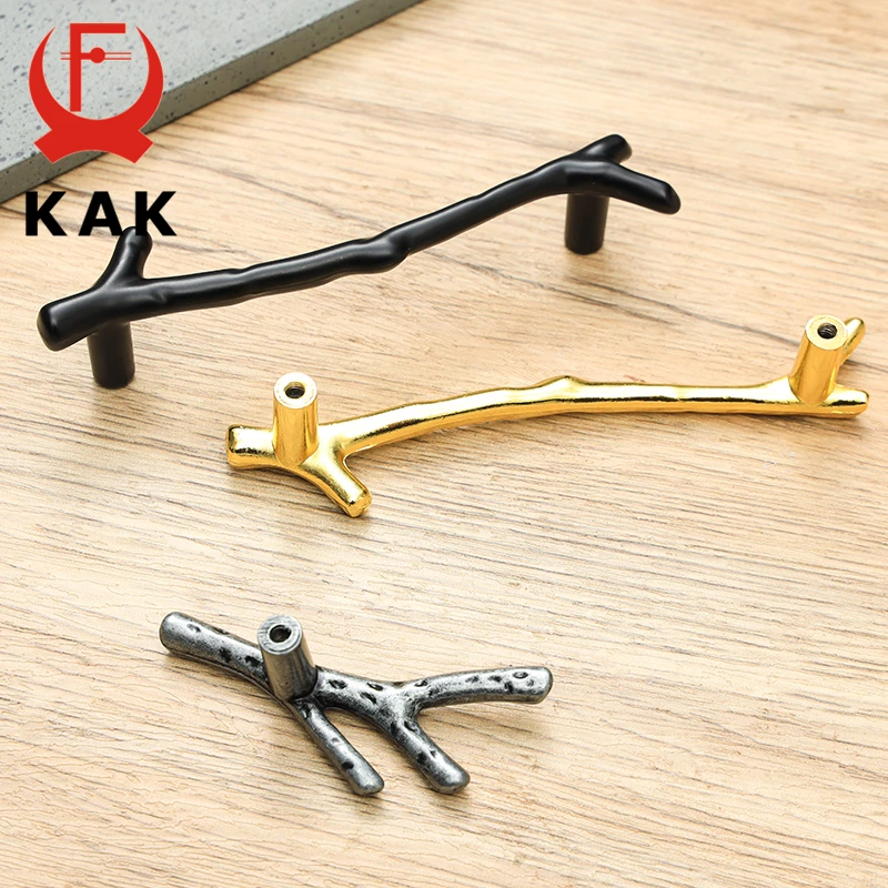 KAK Fashion Tree Branch Furniture Handle 96mm 128mm Black Silver Bronze Kitchen Cabinet Handles Drawer Knobs Door Pulls Hardware