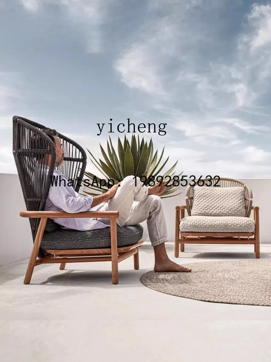 X6  Nordic Outdoor Solid Wood Sofa Courtyard Garden Leisure Balcony Tea Table and Chair Set