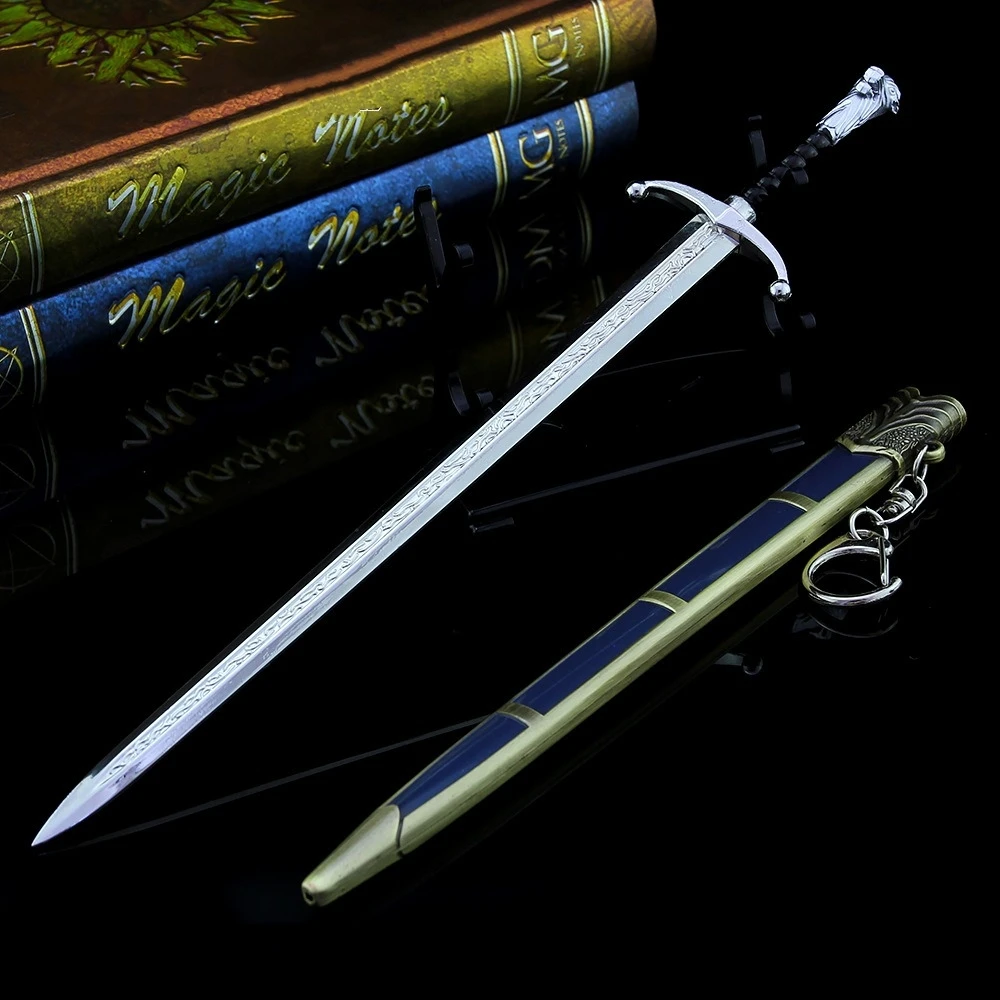 21cm Jon Snow Longclaw espada juego TV periféricos de tronos arma totalmente de Metal modelo artesanía colección de juguetes llavero adornos