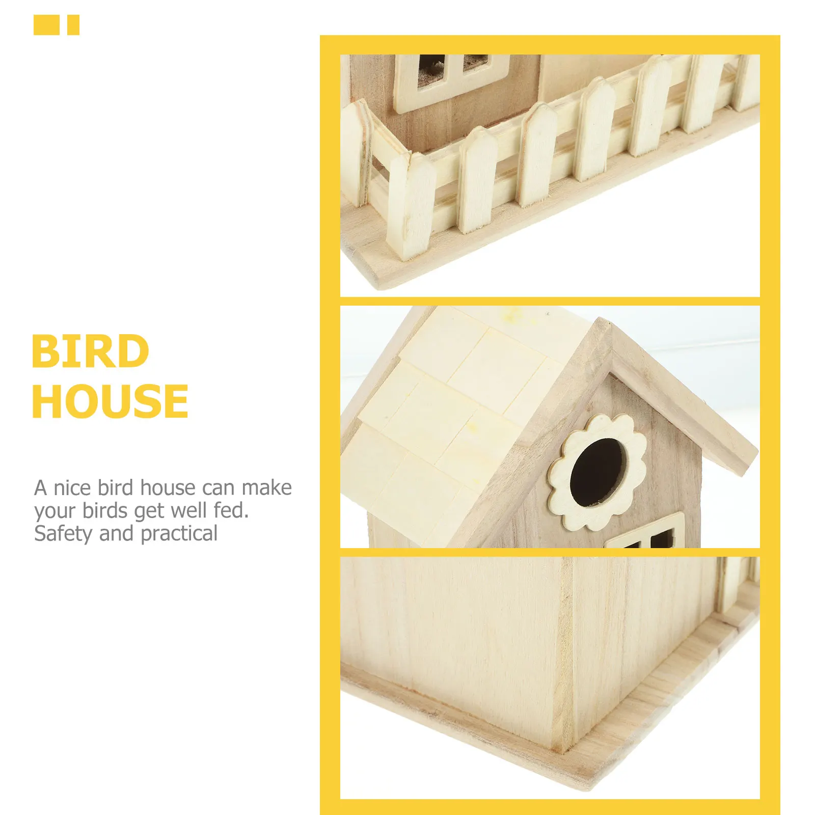 

Wooden Bird Nest House for Nesting Hut Outdoor Large Birdcage Unfinished Yard Decoration Fine Texture Wooden Bird House Pet