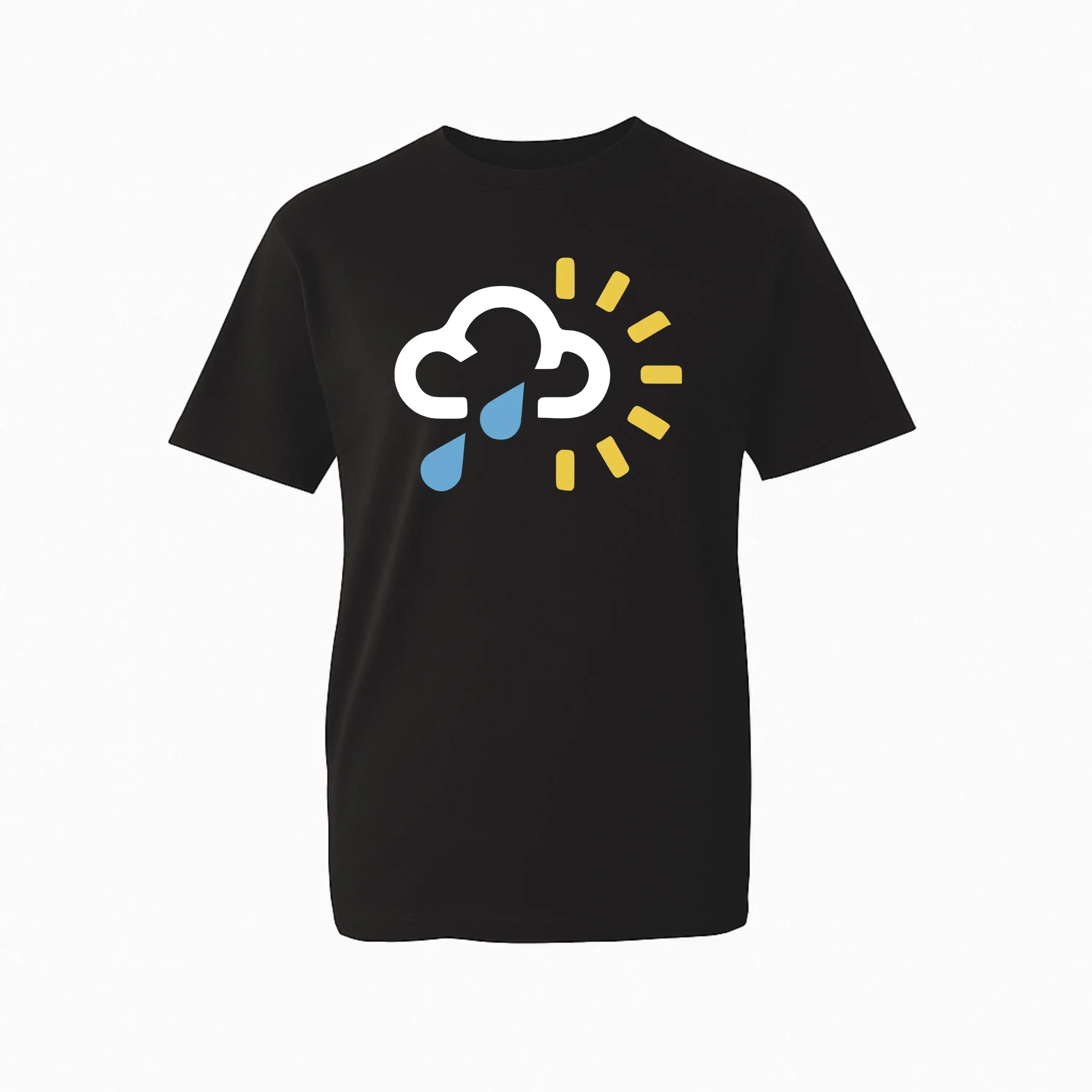 Retro Weather Forecast Pattern T-shirt - Meteorologist Minimalist Style - Rain Clouds and Sun - Suitable for Both Men and Women