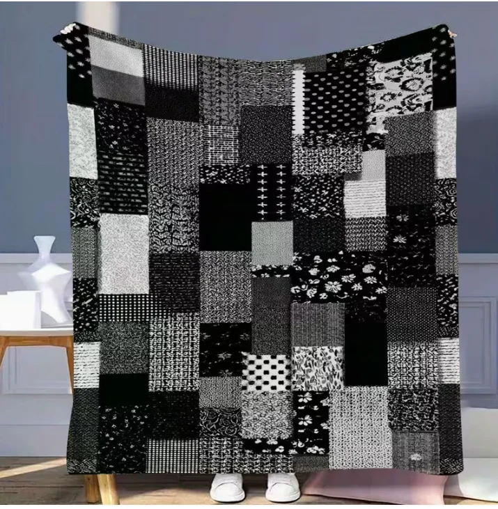 Farbenfrohe Patchwork-Blumen-Quiltdecke, Weiche Polyester-Wurfdecke mit Modernem Geometrischem Muster für Ganzjahres-Komfort, Ideal für Wohndekoration – Detail 5
