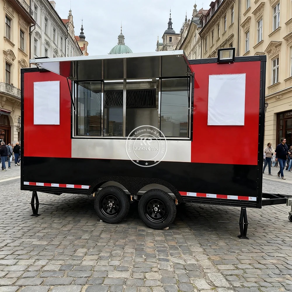 

Europe Standard Outdoor Food Truck Trailer Portable Mobile Kitchen Coffee Cake Juice Cart Tent Caravan