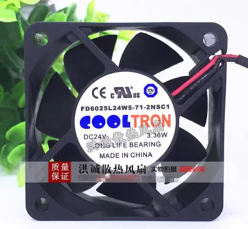 COOLTRON FD6025L24W5-71-2NSC1 DC 24V 3.36W 60x60x25mm 2-Wire Server Cooling Fan