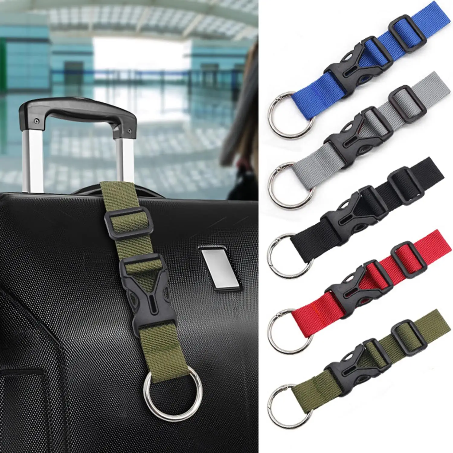 

1PC Nylon Anti-theft Belt Buckle Luggage Band Multifunctional Backpack Hook Portable Suitcase Hanging Buckle Clip Use To Carry