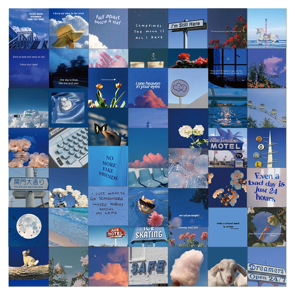 

10/30/62pcs Healing Blue Sky Scenery Stickers Ins Style Aesthetic Sticker DIY Scrapbook Phone Suitcase Laptop Decals Decoration