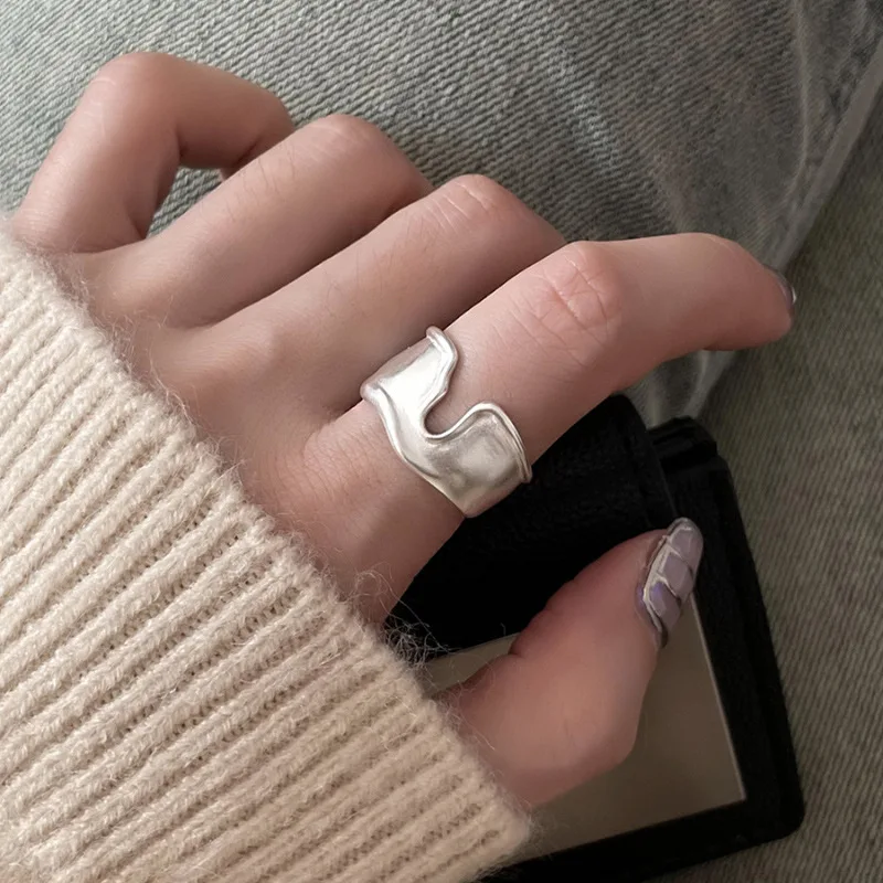 VENTFILLE Ringe aus 925er-Sterlingsilber, modisch, Hip-Hop, Vintage, für Paare, hohle Linien, Punk, Thai-Silber, Party, verstellbarer Schmuck