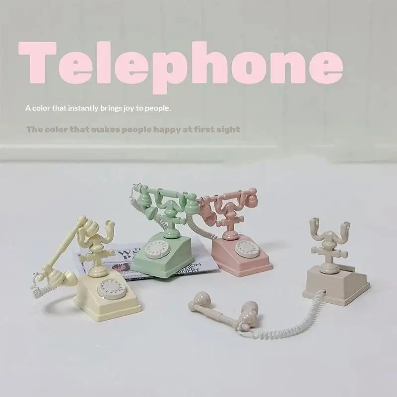 1:12 Dollhouse Miniature Simulation Telephone Retro Mini Phone Model Exquisite Craft for Doll House Decor Collection Hobby