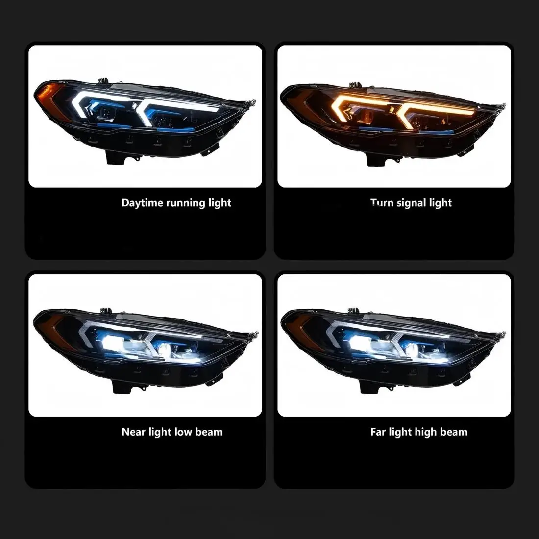 LED Headlights for Ford Mondeo Fusion 2013 - 2016 with Sequential Turn Signal Plug and Play Passenger Driver Side Head Lamp