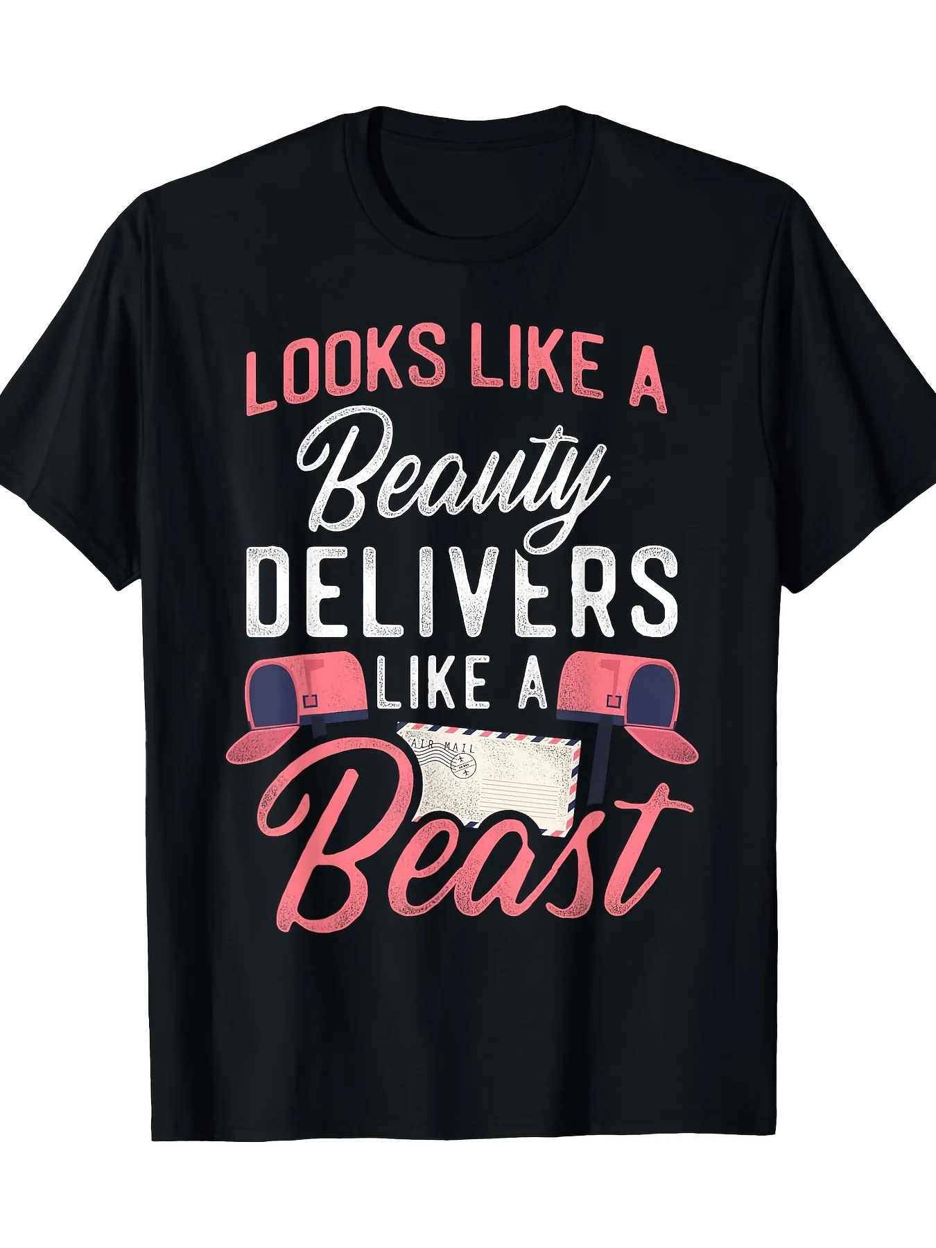 تي شيرت ساعي البريد أنثى يشبه الجمال يقدم هدية للرجال والنساء مصنوع من القطن بنسبة 100%