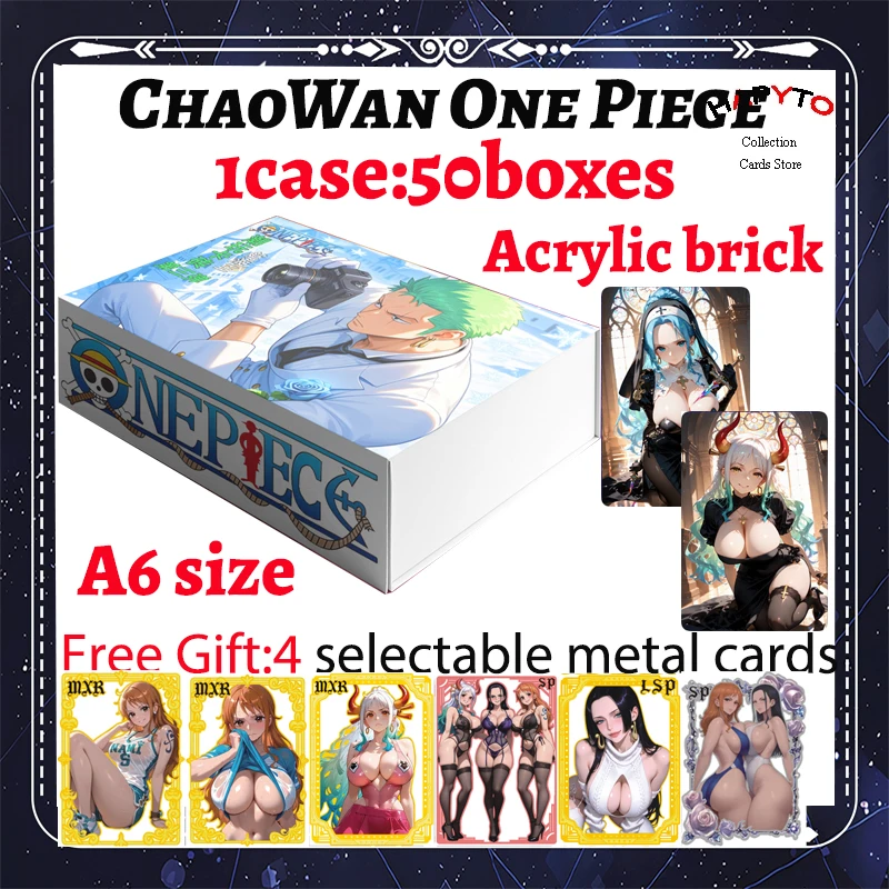 

2025 Newest ChaoWan One Piece Acrylic Brick Collection Game Nami Sanji Zoro Doujin CCG Rare Card SSP SSR Kids Toy Gifts