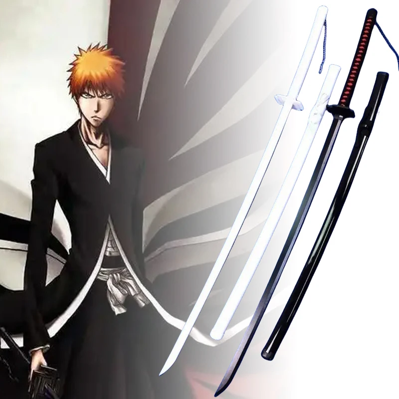 Espada Kurosaki Ichigo Katana de 140cm, espada de Anime Bleach, accesorio de Cosplay, cuchillo Ninja, Katana japonesa de tamaño Real, juguete de sable samurái Original