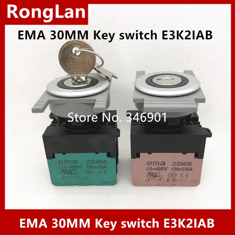 [SA]EMA 30mm emergency 30MM Key switch 1NO1NC 1NO 1NC  E3K2I E3K2IAB E3K2IA E3K2IB--10pcs/lot